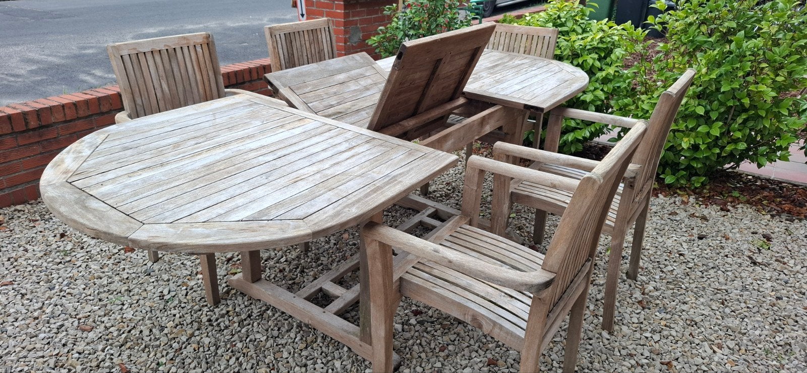 TEAK TUINSET, TAFEL EN 4 STOELEN, Ophalen of Verzenden, Tuinset