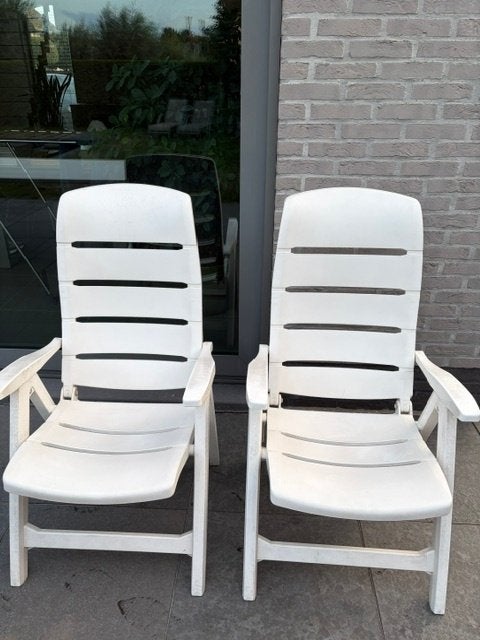 Tuinstoelen wit kunstof, Jardin & Terrasse, Chaises de jardin, Enlèvement, Utilisé, Synthétique, Pliant