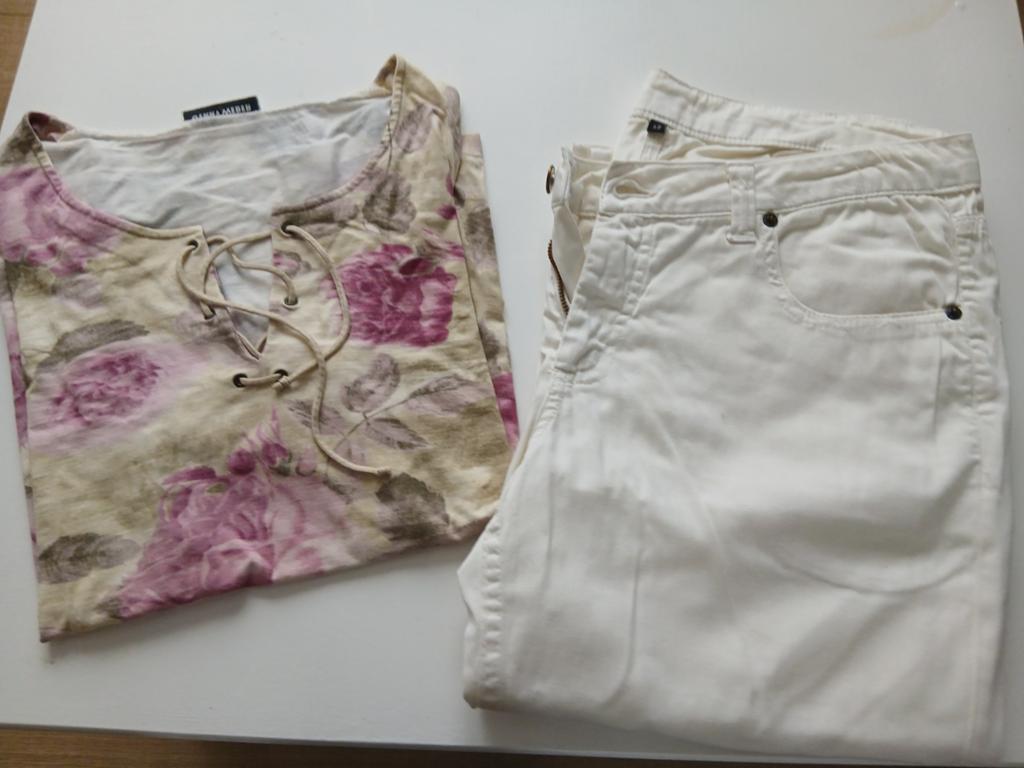 Gerry weber t-shirt en ecru jeans Mt 42, Kleding | Dames, Grote Maten, Ophalen