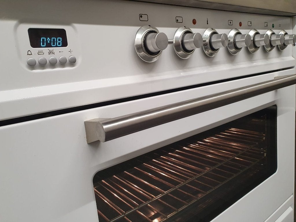 🔥Boretti Fornuis 80cm Wit & RVS elektrische oven 5 pits, Gaz, Classe énergétique A ou plus économe, Comme neuf, Enlèvement