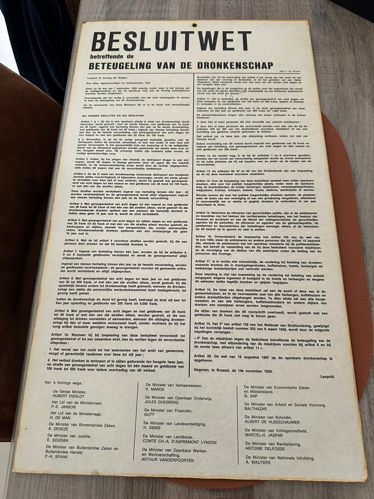 Beteugeling dronkenschap van 1939, Ophalen