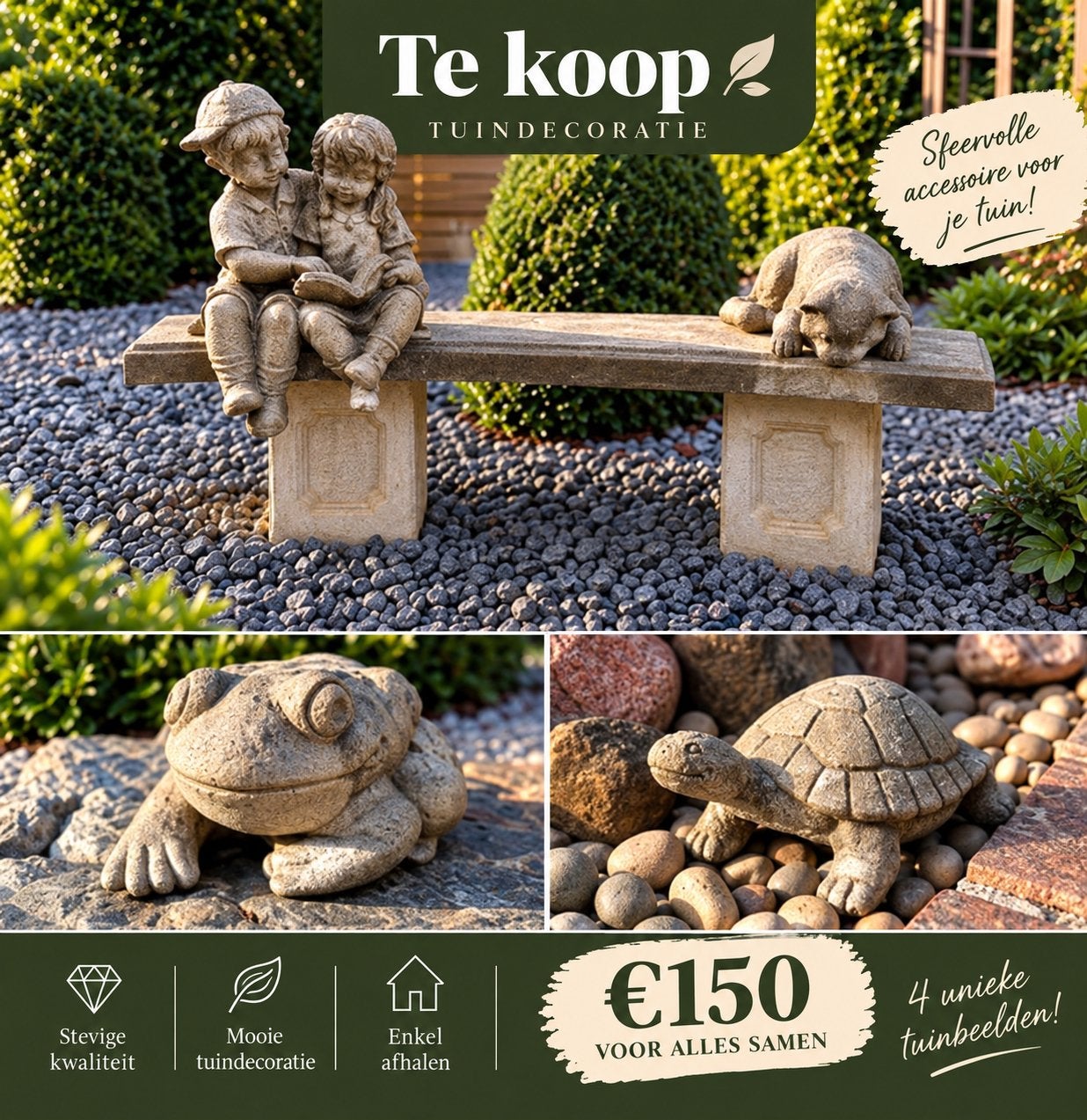 Te koop – mooie tuinbeelden / tuindecoratie, Ophalen
