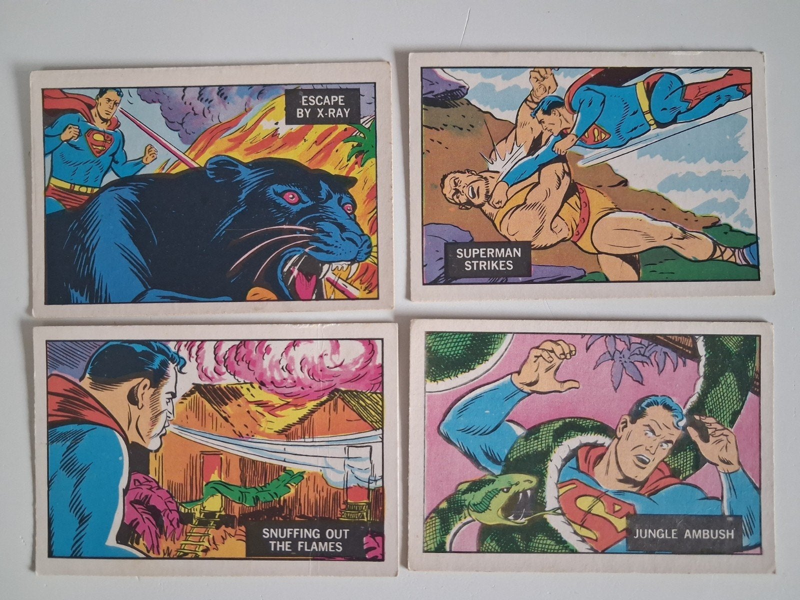 vintage chromo's superman in the jungle A&bc cards 1968, Ophalen of Verzenden, Gebruikt, Meerdere plaatjes
