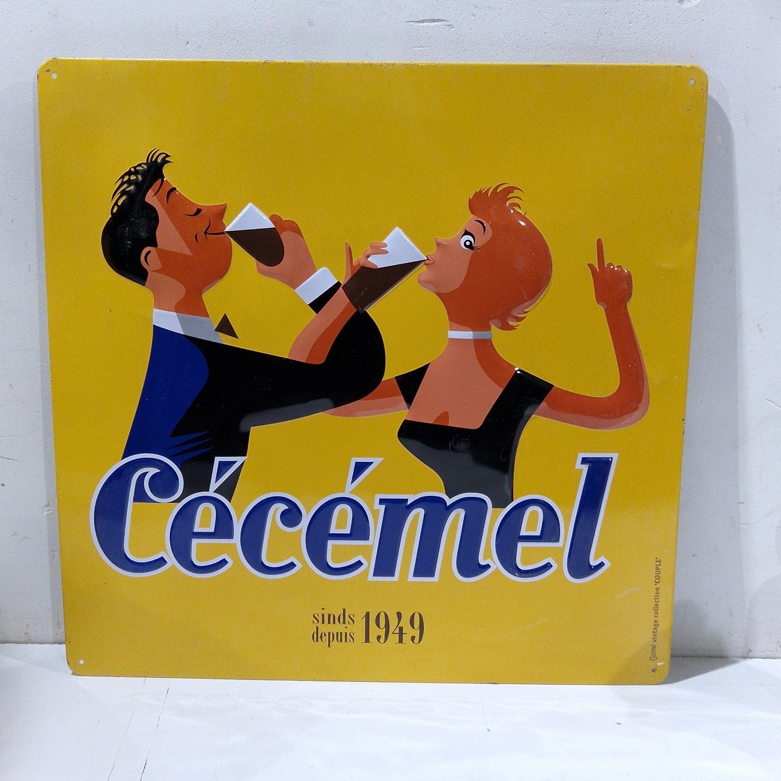 reclamebord Cecemel in reliëf,  vintage collection couple
M, Verzamelen, Ophalen of Verzenden, Reclamebord