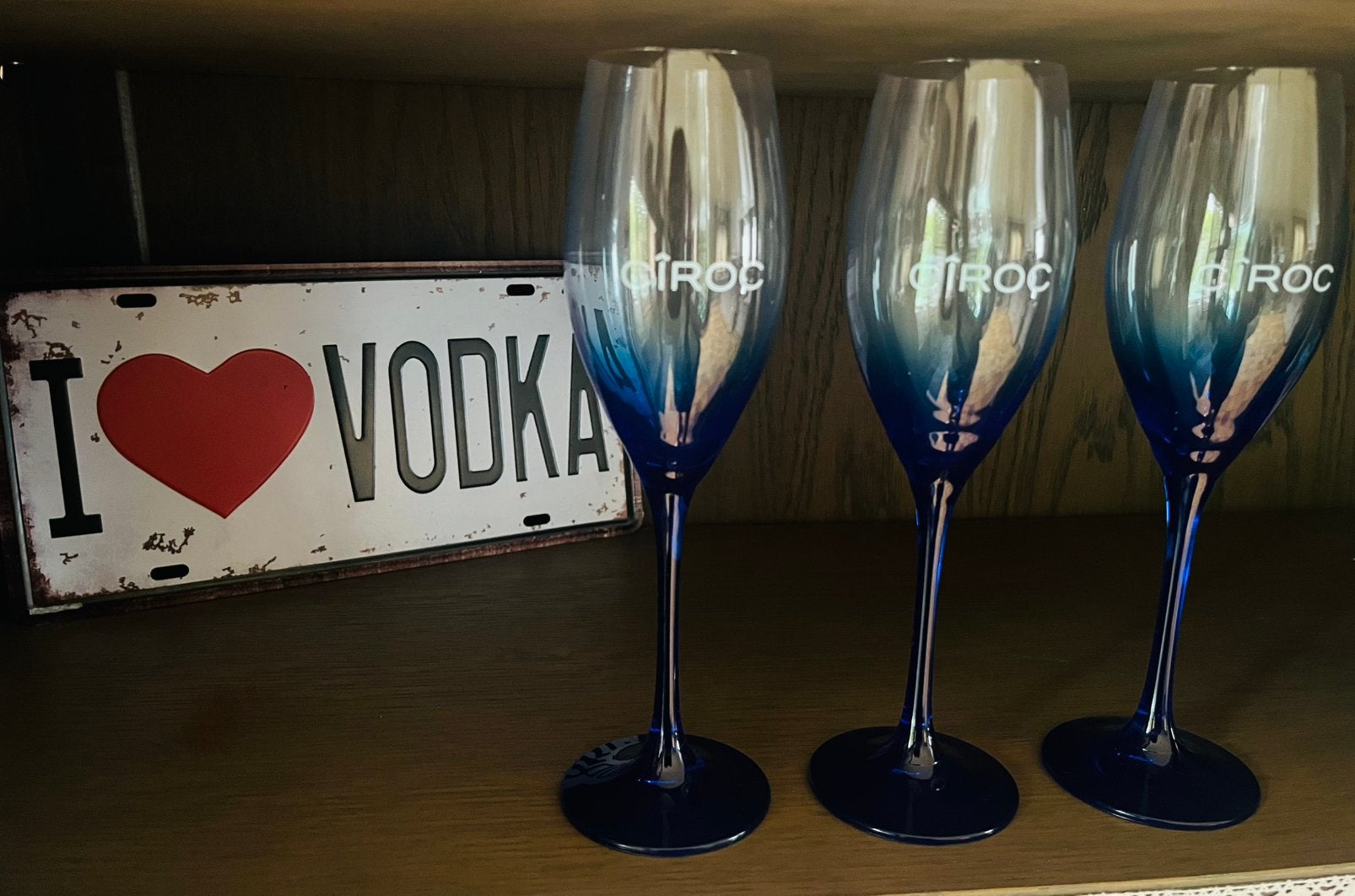 Ciroc Champagneglas 3 stuks + plakaat, Ophalen, Zo goed als nieuw