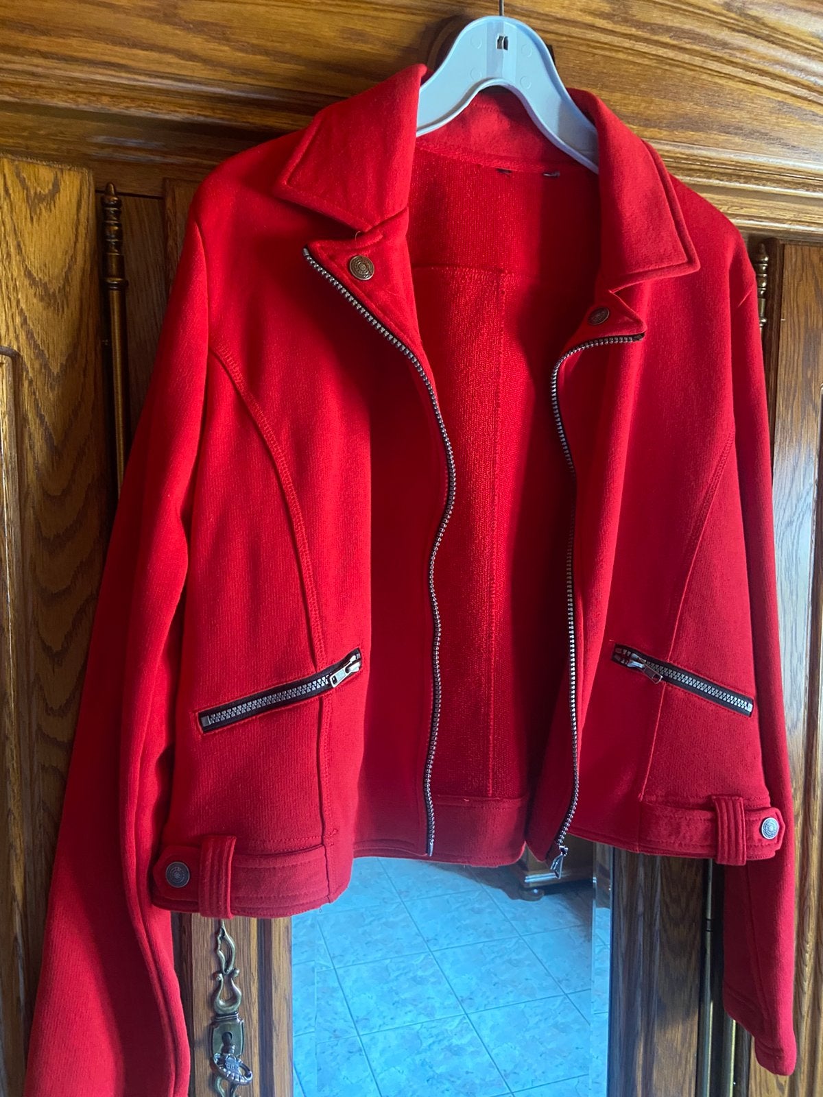 Mooi rood vestje maat xl, Enlèvement ou Envoi, Comme neuf, Taille 46/48 (XL) ou plus grande, Rouge