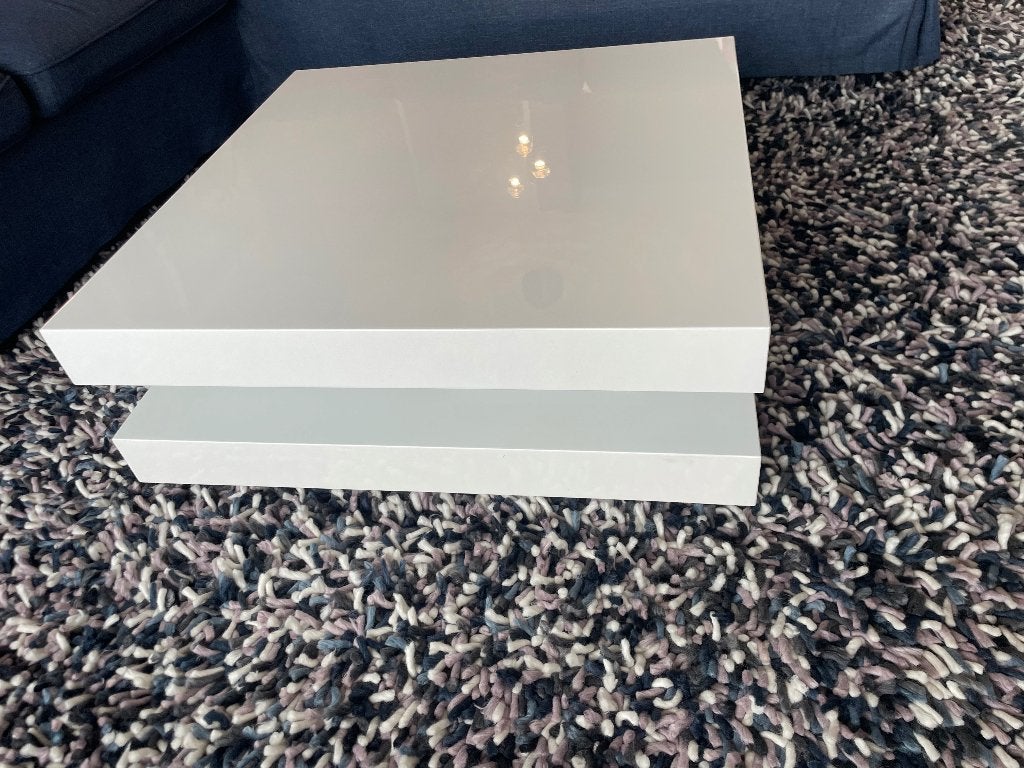 Table basse design blanche brillante - pivotante, Modern design, 50 à 100 cm, Synthétique, Enlèvement