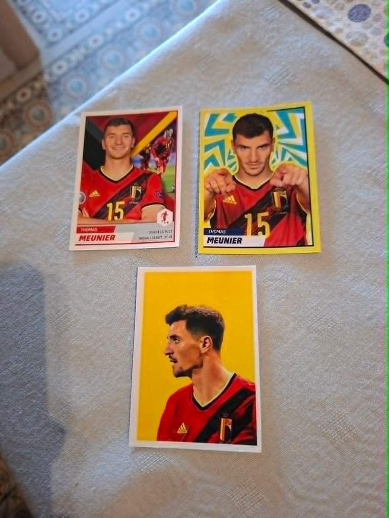 Panini / 3 Stickers / Thomas Meunier / Rode Duivels, Ophalen of Verzenden, Nieuw, Poster, Plaatje of Sticker
