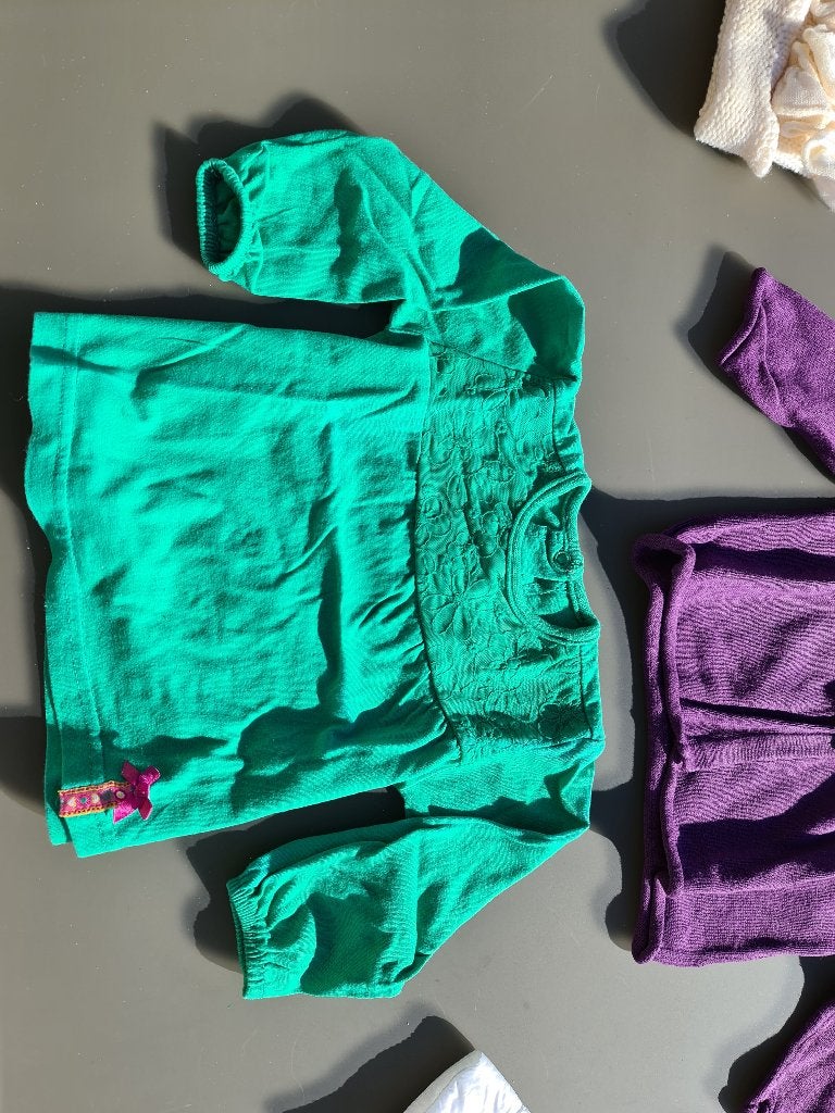 groene t-shirt, longsleef met roze strikje, 74, Enfants & Bébés, Vêtements de bébé | Taille 74, Enlèvement, Comme neuf