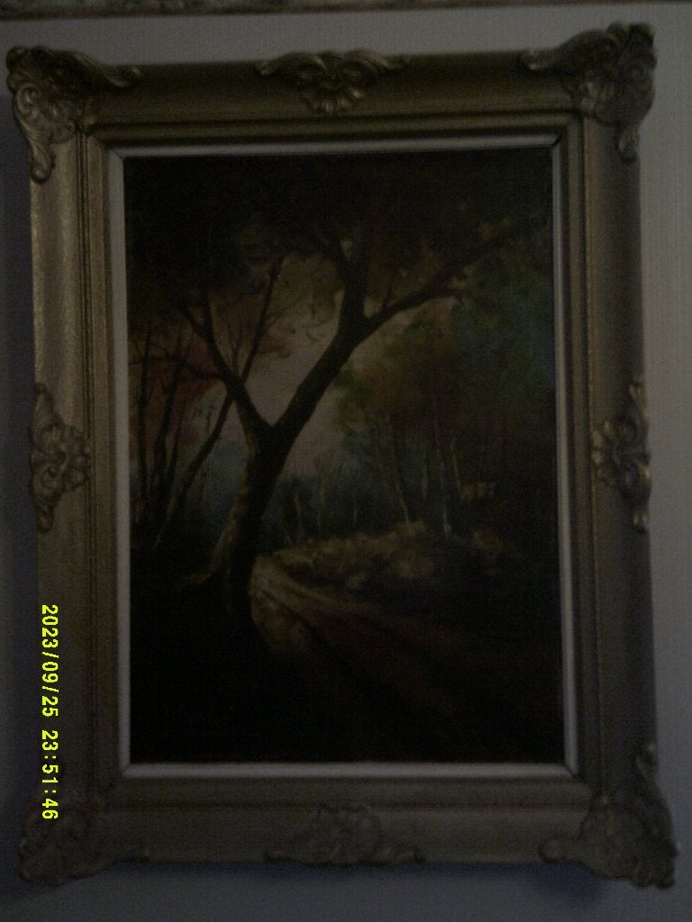 Tableau signé (nom peintre pas très lisible) sur toile, Enlèvement