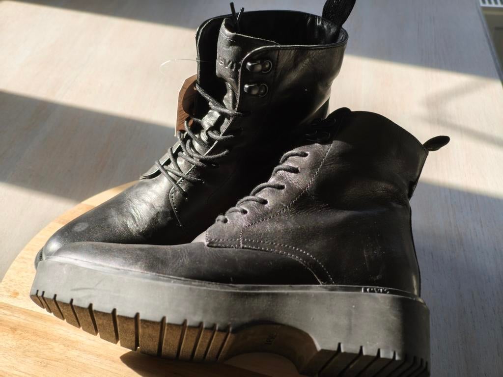 Levi's Dames Leren Veterboots - Maat 42 - Echt Leer - Zwart, Ophalen of Verzenden, Zwart, Boots
