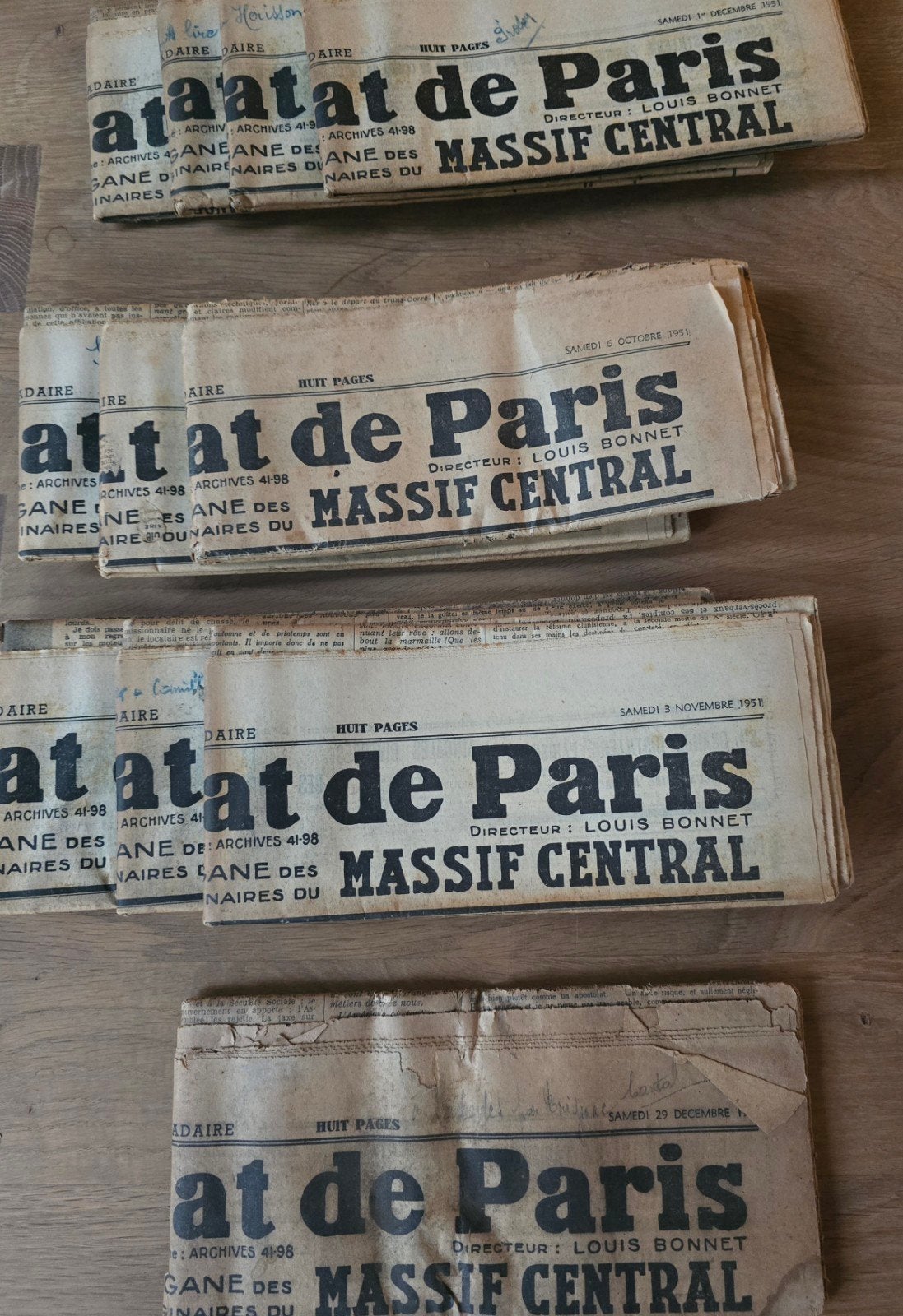 Lot van 14 oude Franse kranten – Massif Central – 1936 & 19, Verzamelen, Ophalen of Verzenden, Krant