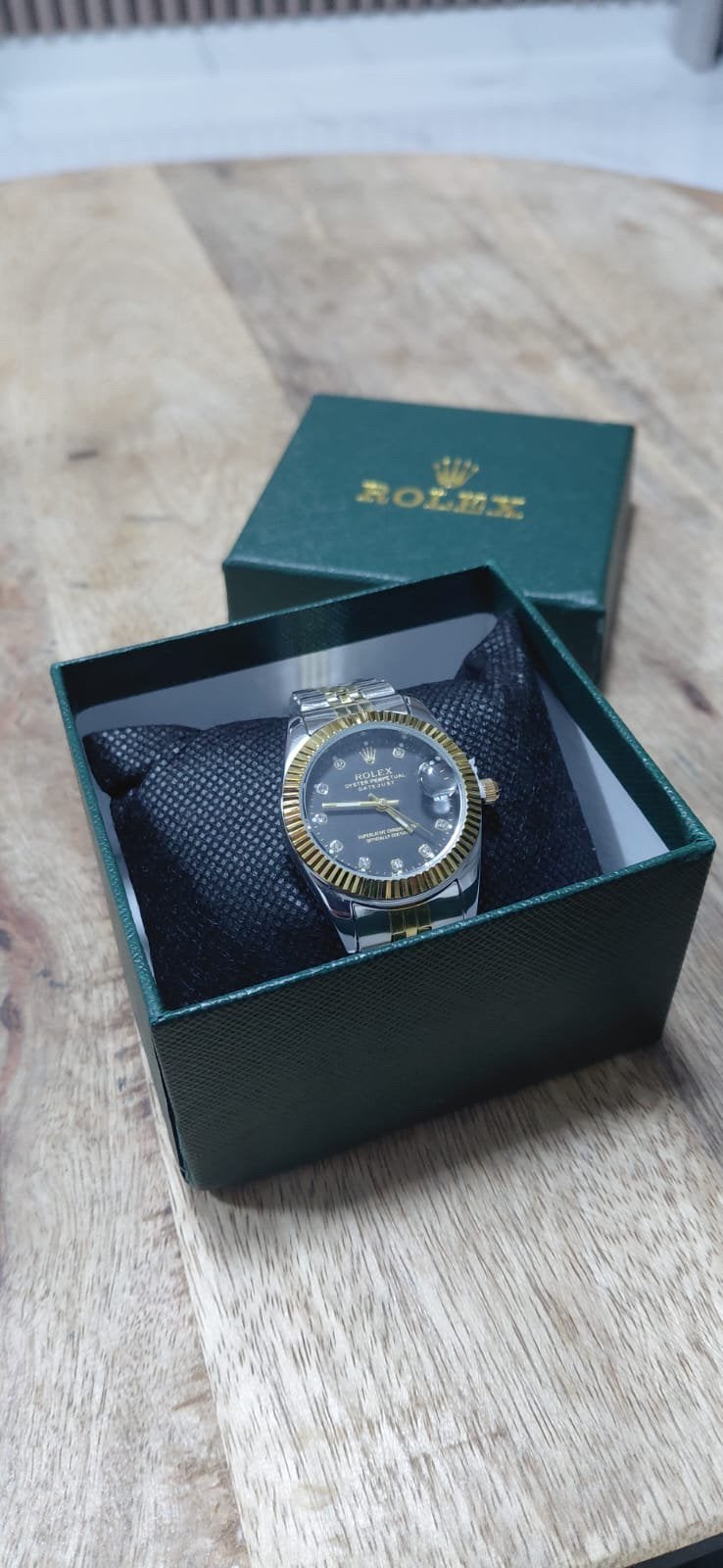 Montre Rolex Oyster Perpetual Datejust noir/or, Enlèvement ou Envoi, Comme neuf, Montre-bracelet, Rolex