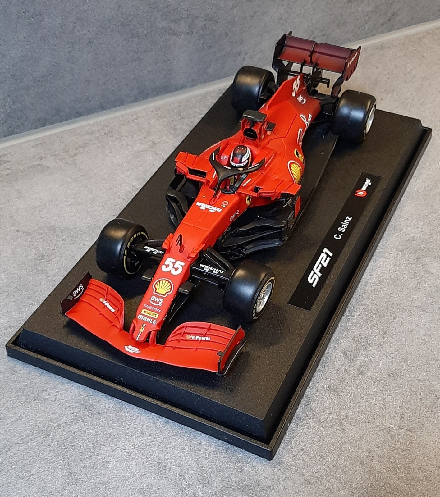 Bburago/Ferrari SF21/F1/1:18/C.Sainz/nieuw, Ophalen of Verzenden, Nieuw, Auto, Burago