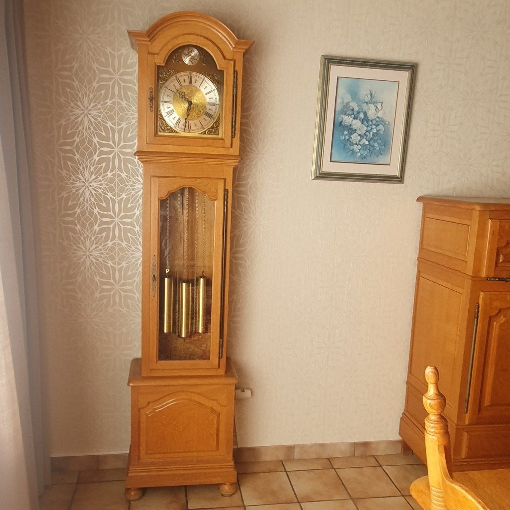 Massief eiken eetkamer, Ophalen, Gebruikt, Eik, 4 tot 6 stoelen