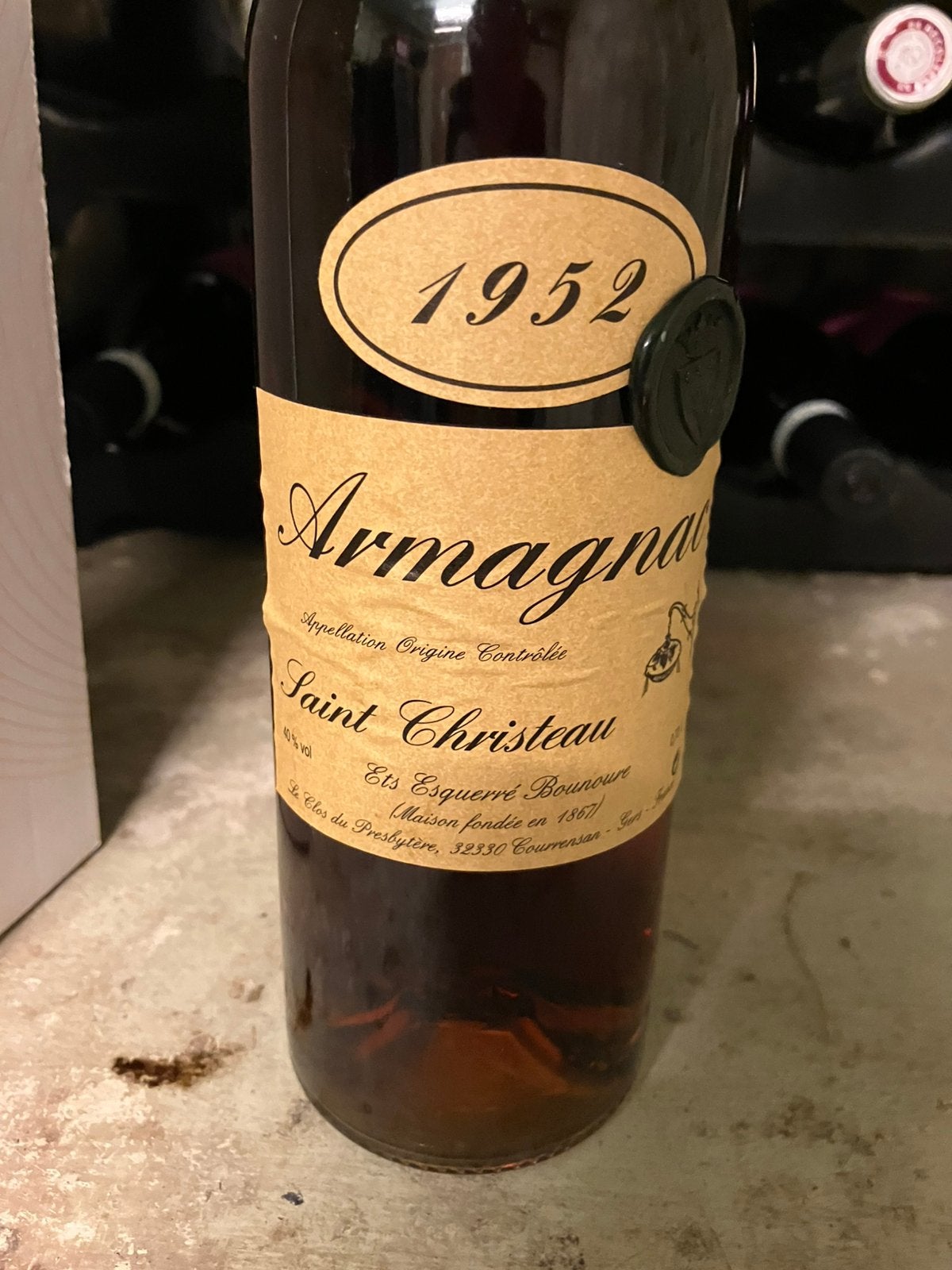 Armagnac Saint Christeau 1952, Ophalen, Nieuw, Vol, Overige typen