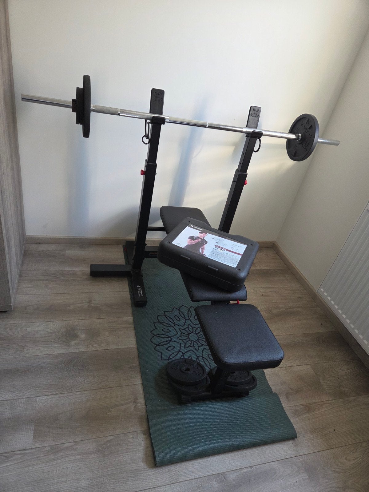 Fitness bank incl stang en gewichten, Sport en Fitness, Fitnessapparatuur, Ophalen, Zo goed als nieuw, Overige typen