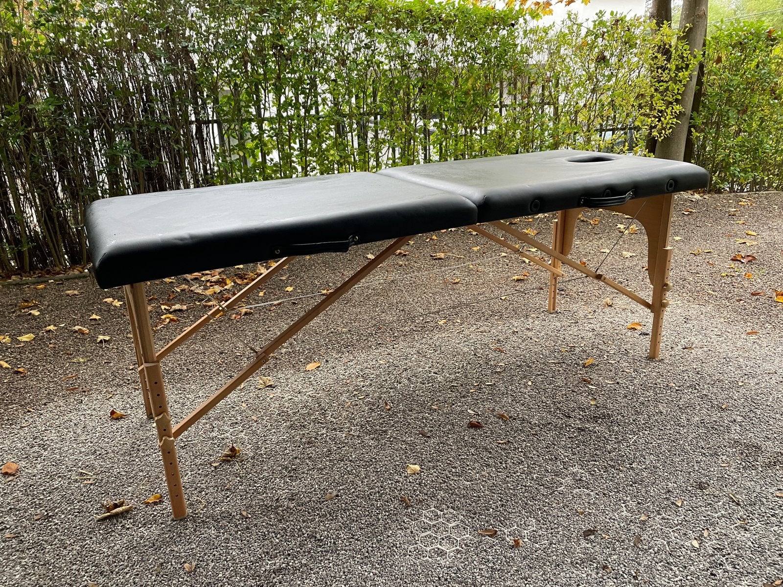 Table de massage pliable - pieds en bois réglables, Enlèvement, Comme neuf, Table de massage
