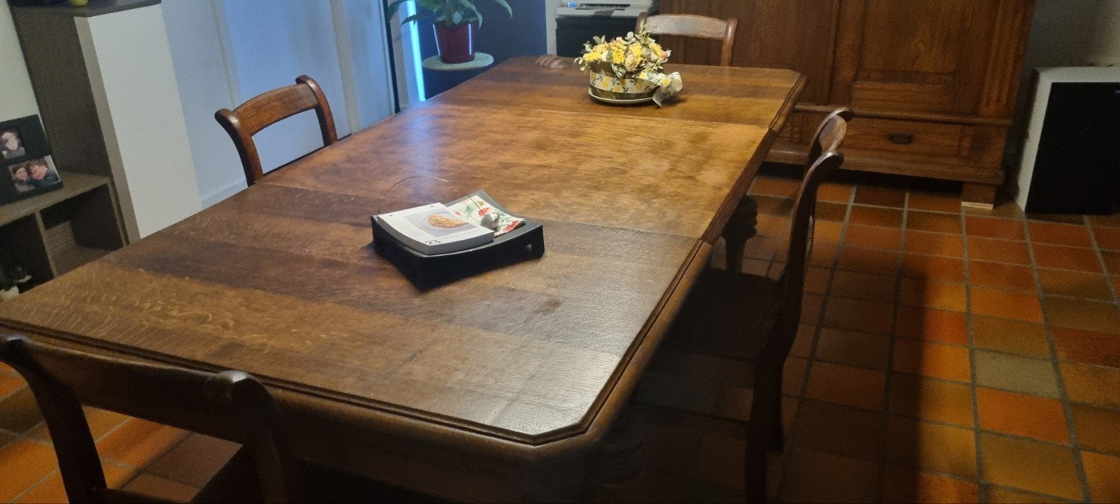 Mooie EETKAMERTAFEL  met tussenstuk tot 190cm., Ophalen, Gebruikt, Ok, Eikenhout