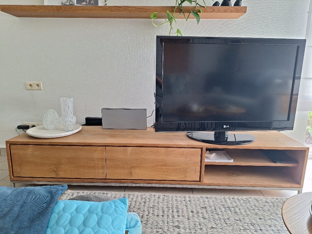 Tv meubel, Huis en Inrichting, Ophalen, Gebruikt, Industriele, Teakhout
