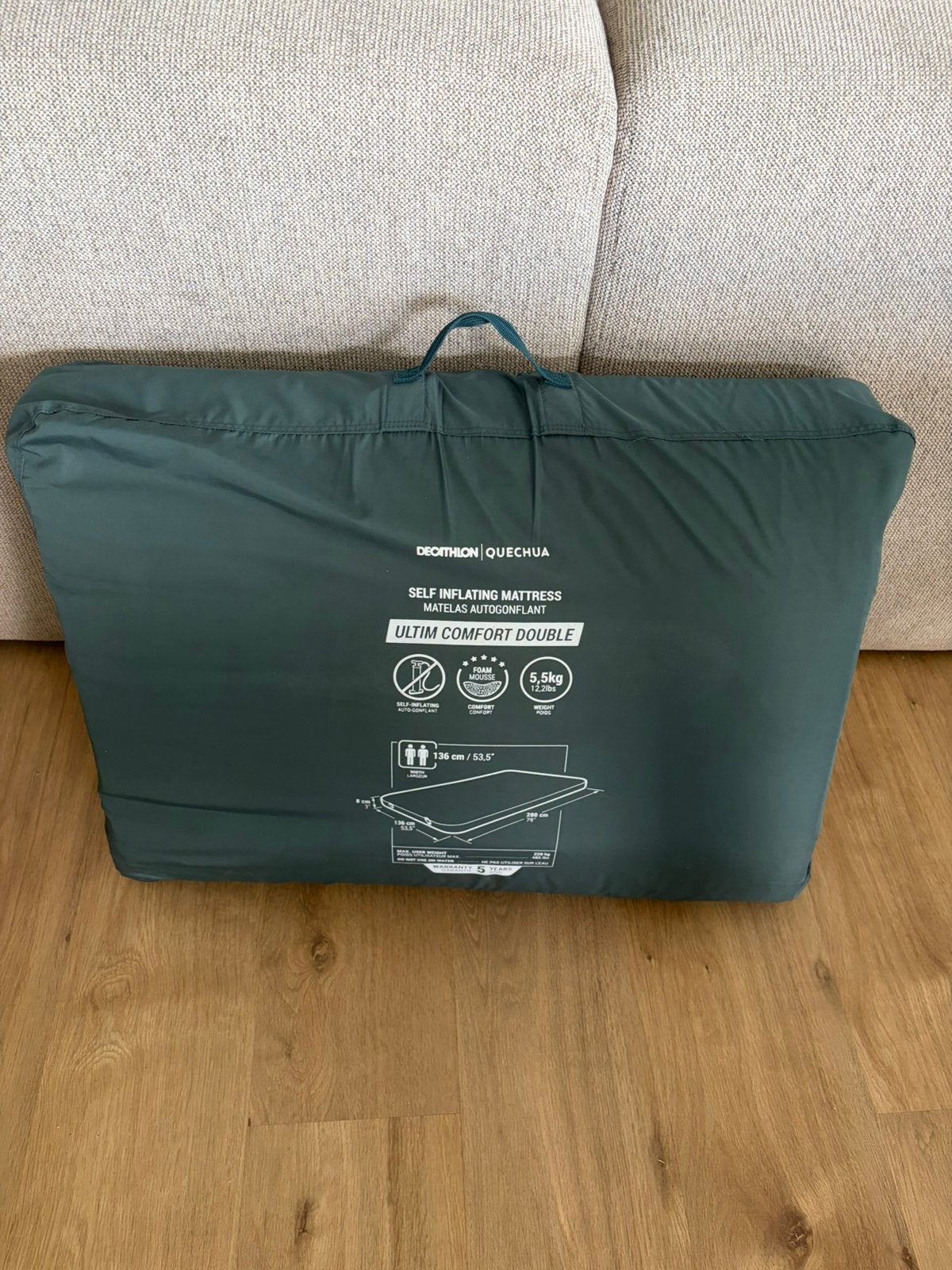 Matelas autogonflant de camping - Quechua - 2 personnes, Caravans en Kamperen, Luchtbedden, Ophalen of Verzenden, Zo goed als nieuw