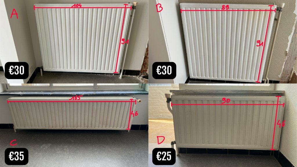 12x Warm water paneel radiatoren, Ophalen, 30 tot 80 cm, Gebruikt, Radiator