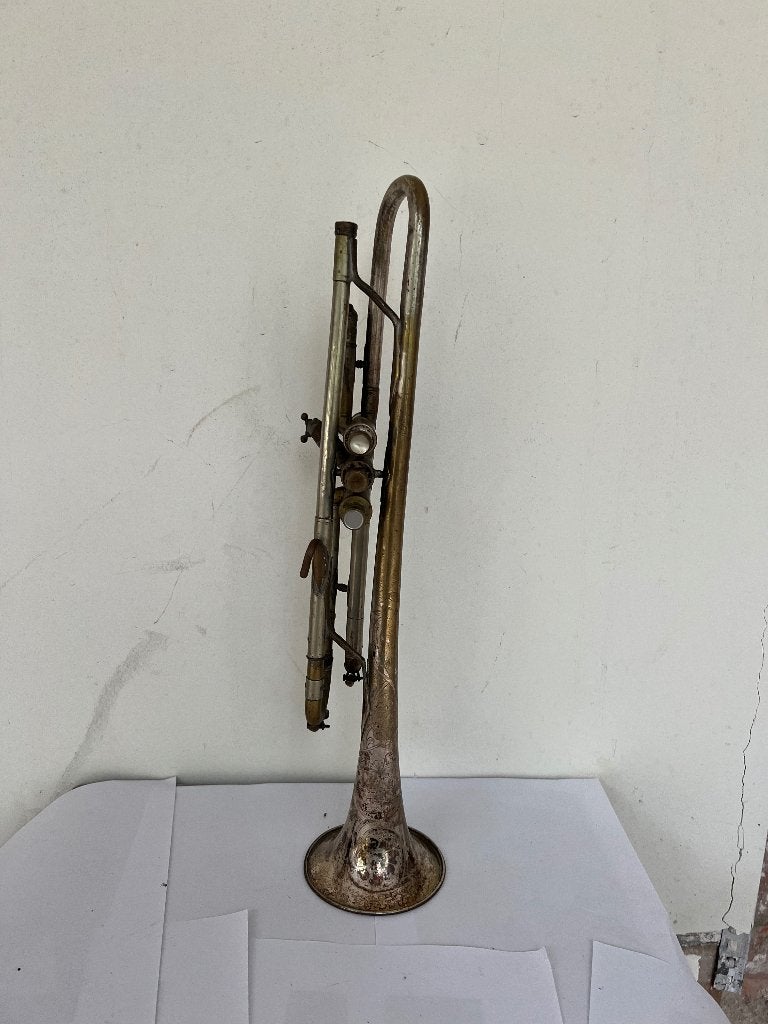 Gegraveerde trompet / Kornet, Muziek en Instrumenten, Ophalen