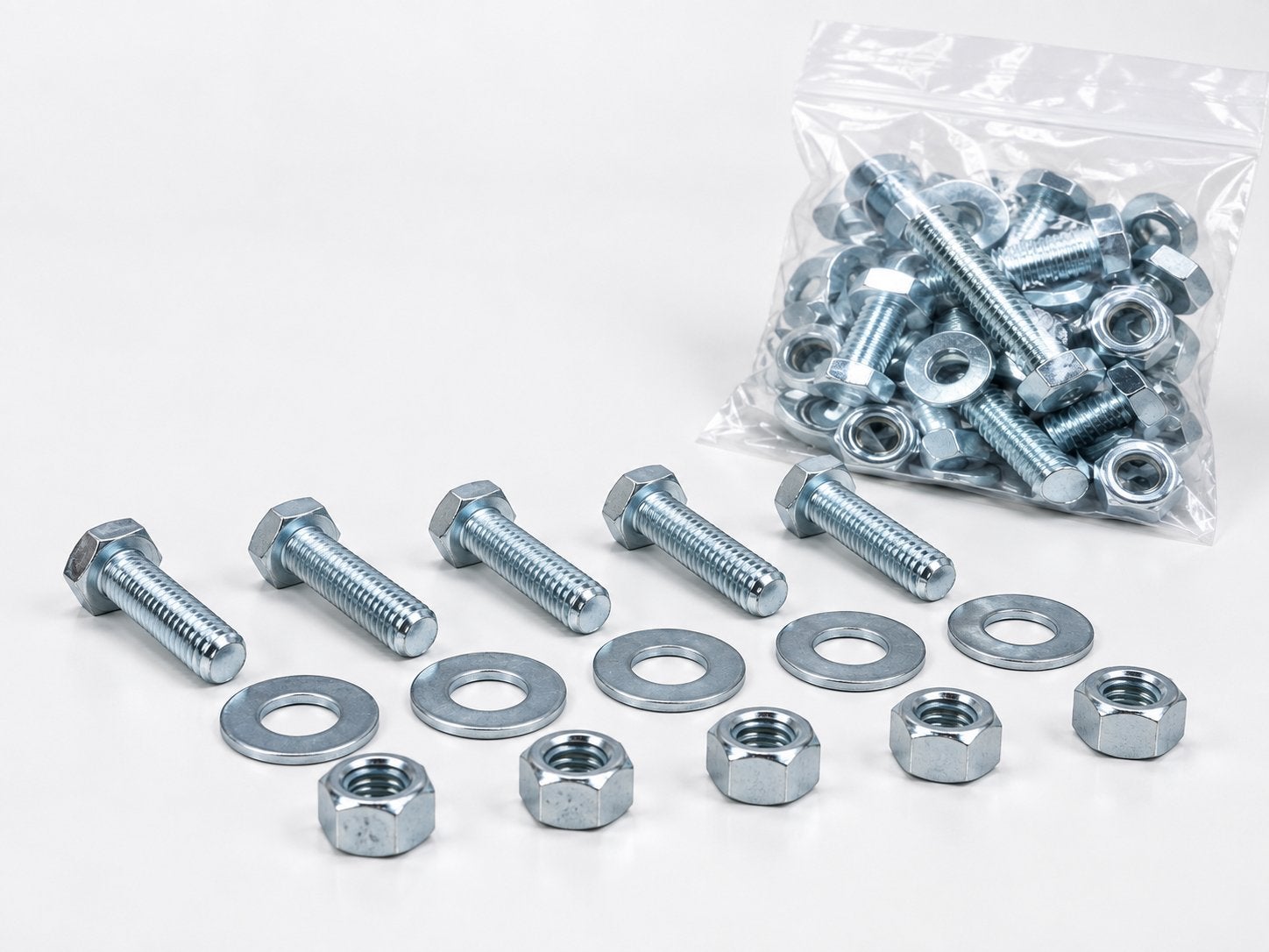 Pack 25 boulons M840 + écrous + rondelles - Acier zingué, Enlèvement ou Envoi, Neuf, Autres types