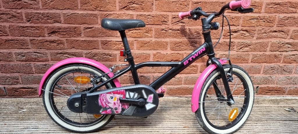 Te Koop meisjesfiets b-twin de 16 pulgadas, Fietsen en Brommers, Ophalen, Gebruikt, Velgrem, Decathlon
