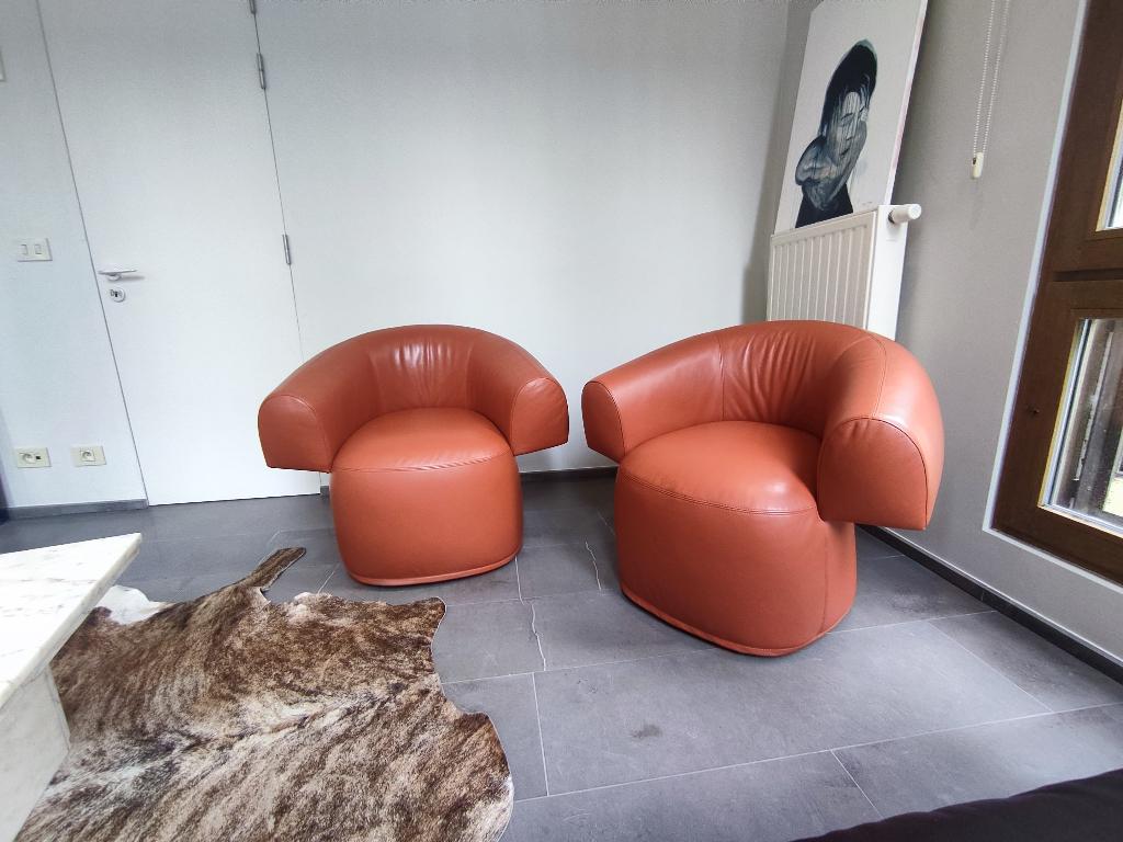 Armstoel Ruff Moroso in leder en in nieuwstaat, Ophalen, Bruin, Leer, Zo goed als nieuw