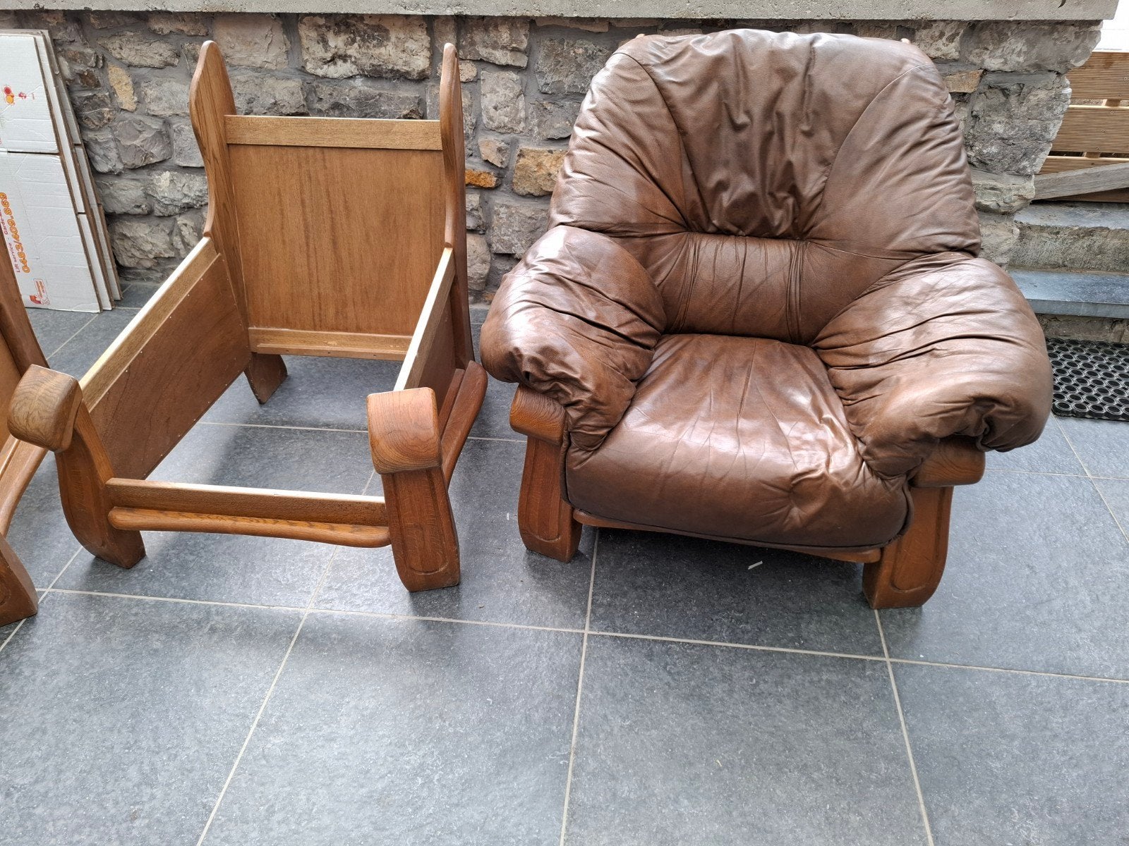 salon en cuir, Ophalen, Leer