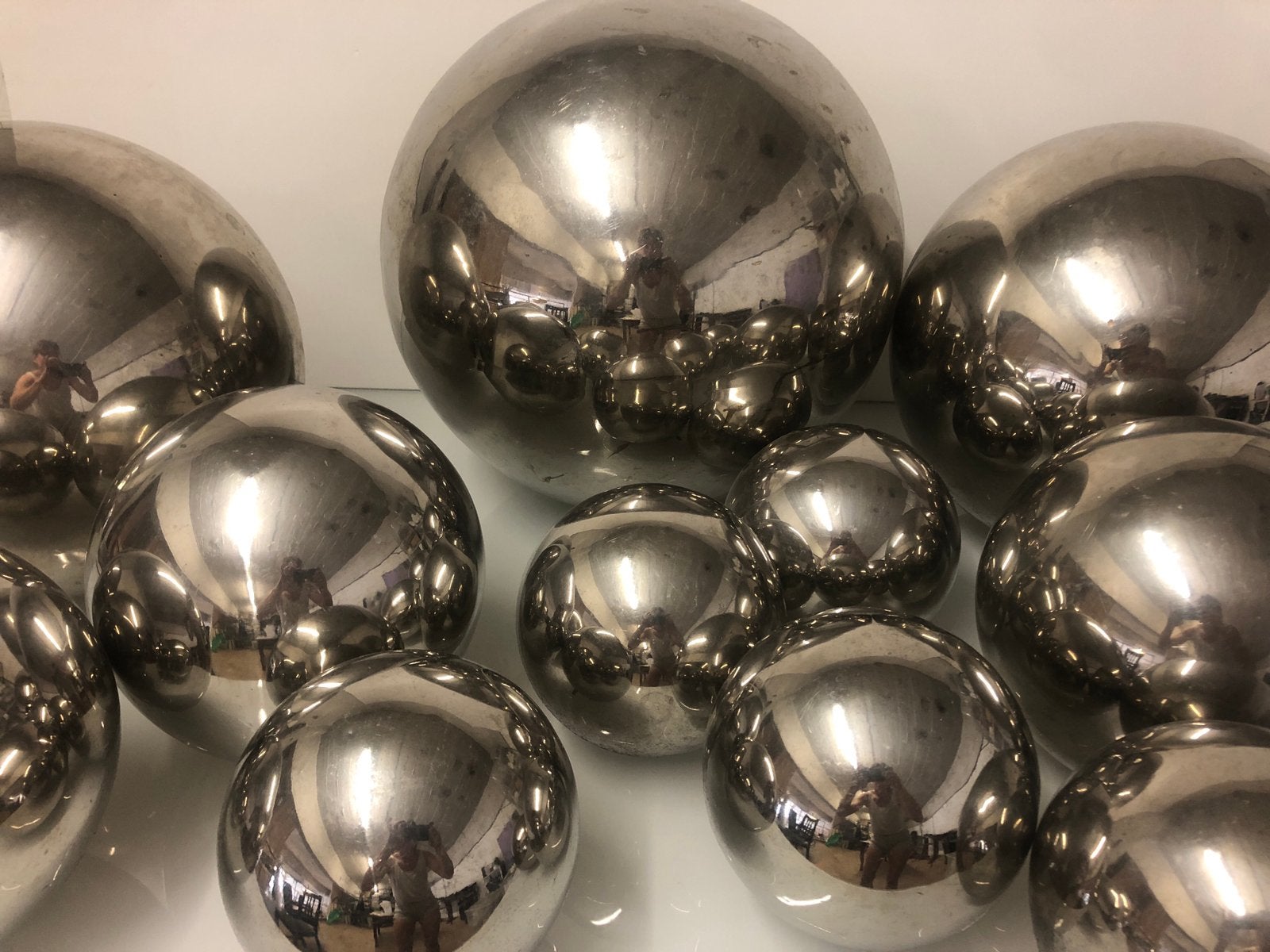 Lot de 11 Grosses Boules Chromes Deco Jardin, Enlèvement, Utilisé