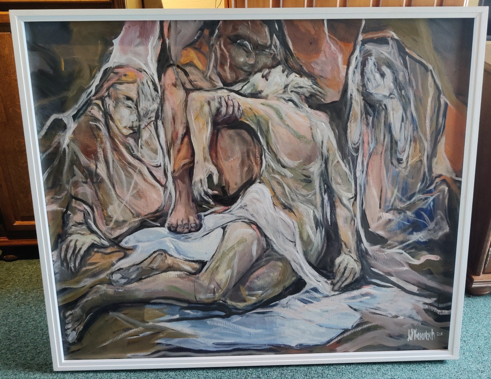 schilderij Wilfried Vervisch, Autres sujets, Peinture à l'huile, Enlèvement, Autres styles