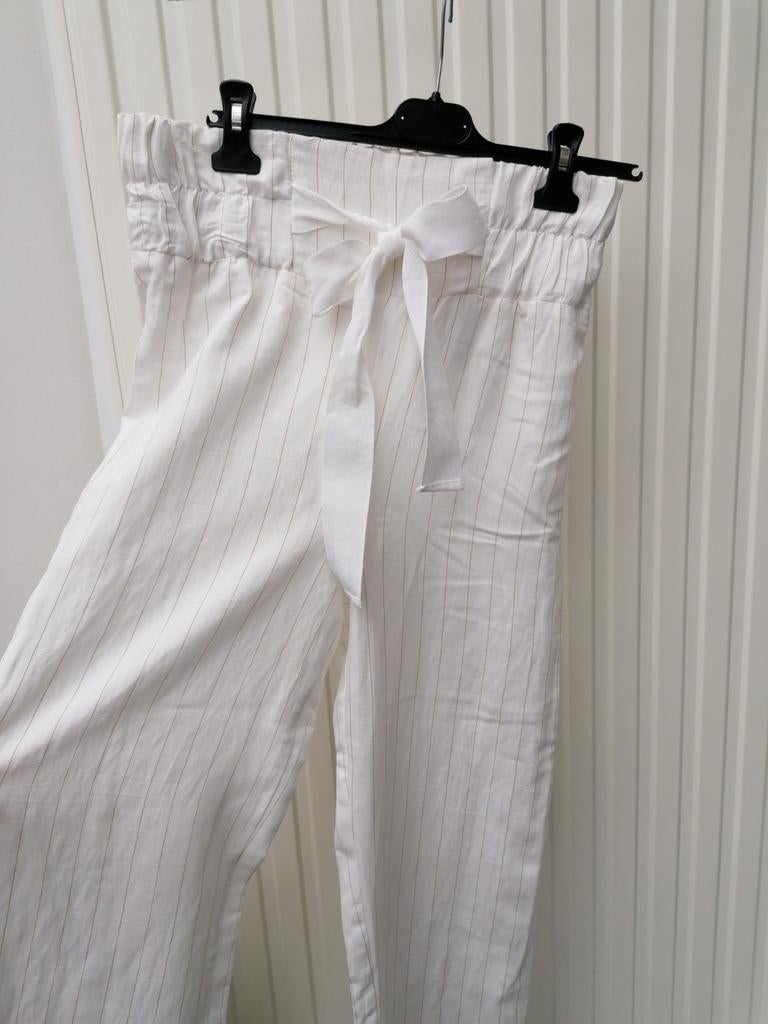 Witte broek met beige streepje. Amélie & Amélie. Maat S., Vêtements | Femmes, Enlèvement ou Envoi, Taille 36 (S), Beige