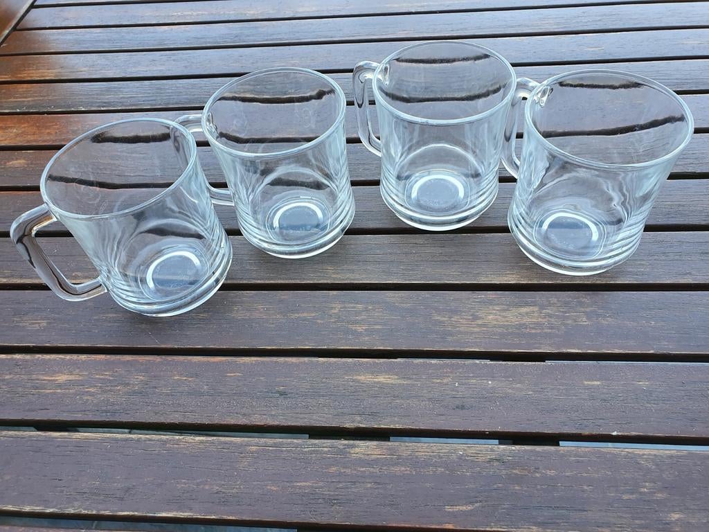 4 grote glazen bekers, Ophalen of Verzenden