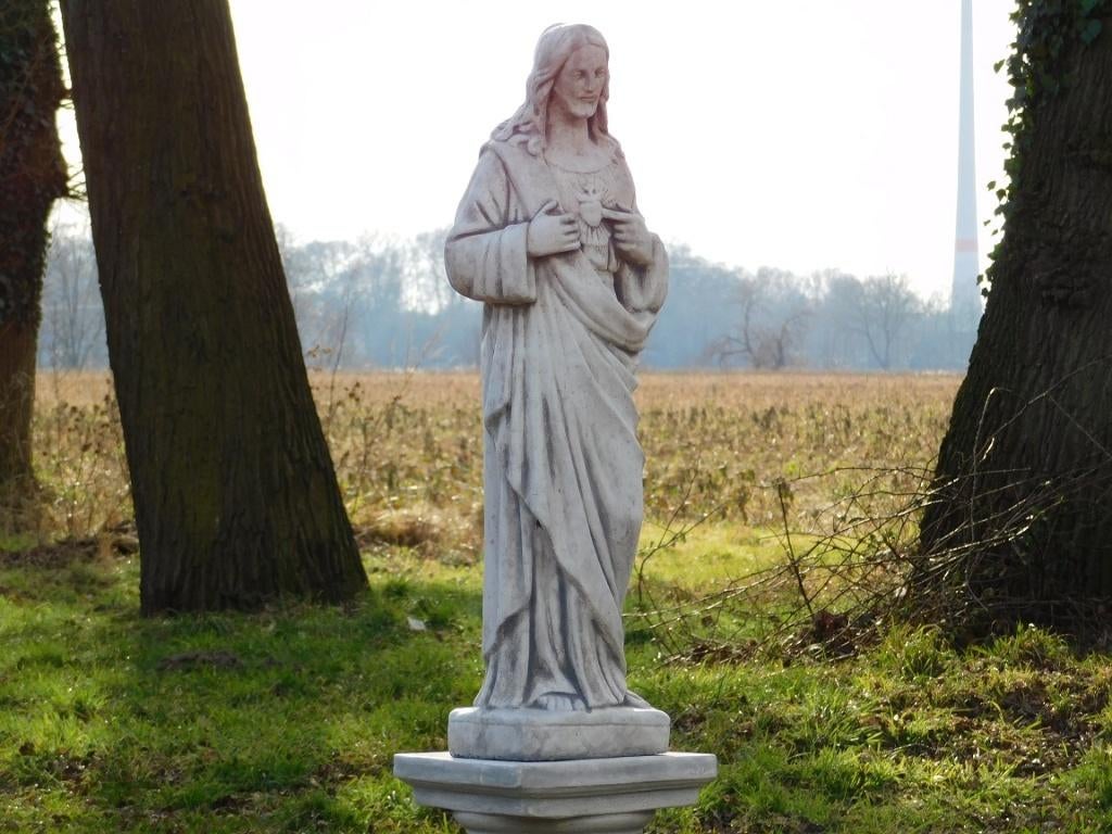 Beeld Heilig Hart op Sokkel - 150 cm - Steen, Ophalen of Verzenden, Steen, Mensenbeeld