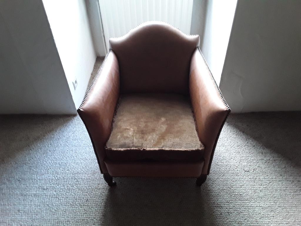 Antieke lounge zetel, Moins de 75 cm, Moins de 150 cm, Enlèvement, Métal