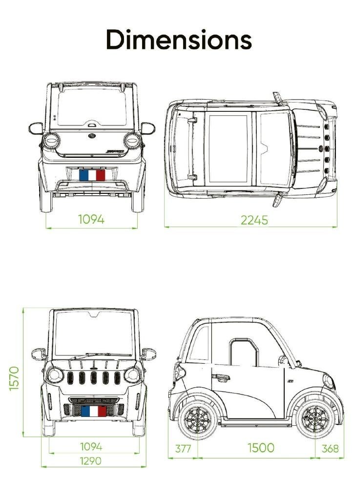 PETITE VOITURE DE VILLE ÉLECTRIQUE, Autos, Achat, Euro 6, 2 places, Noir