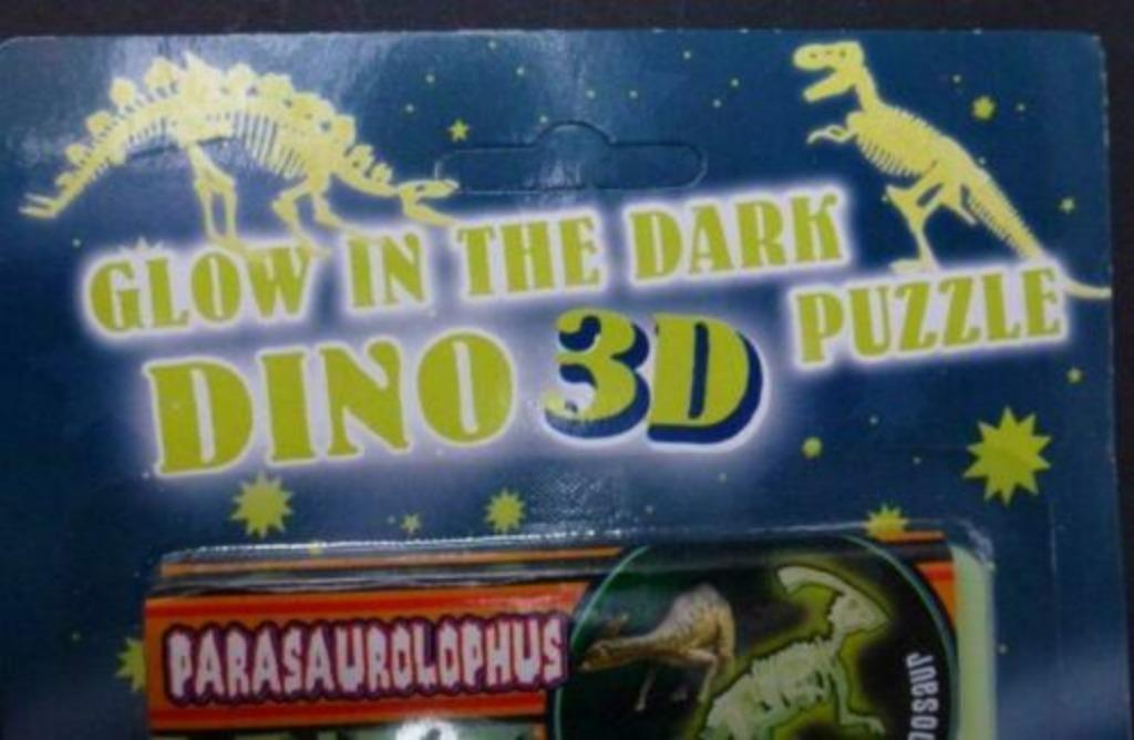 Puzzle 3D glow in the dark dino parasaurolophus, Enlèvement ou Envoi, 10 à 50 pièces, Neuf, 6 ans ou plus