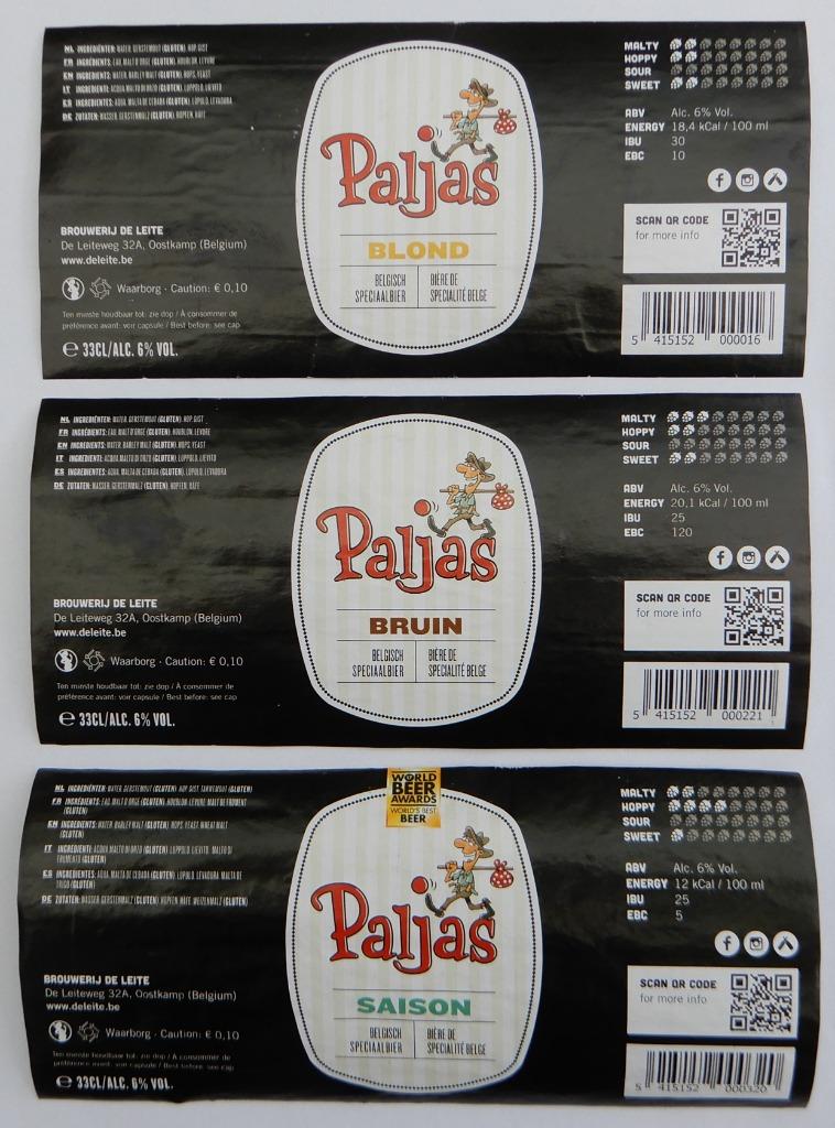 Bieretiket Paljas Brouwerij De Leite (6n6), Verzamelen, Biermerken, Ophalen of Verzenden, Gebruikt