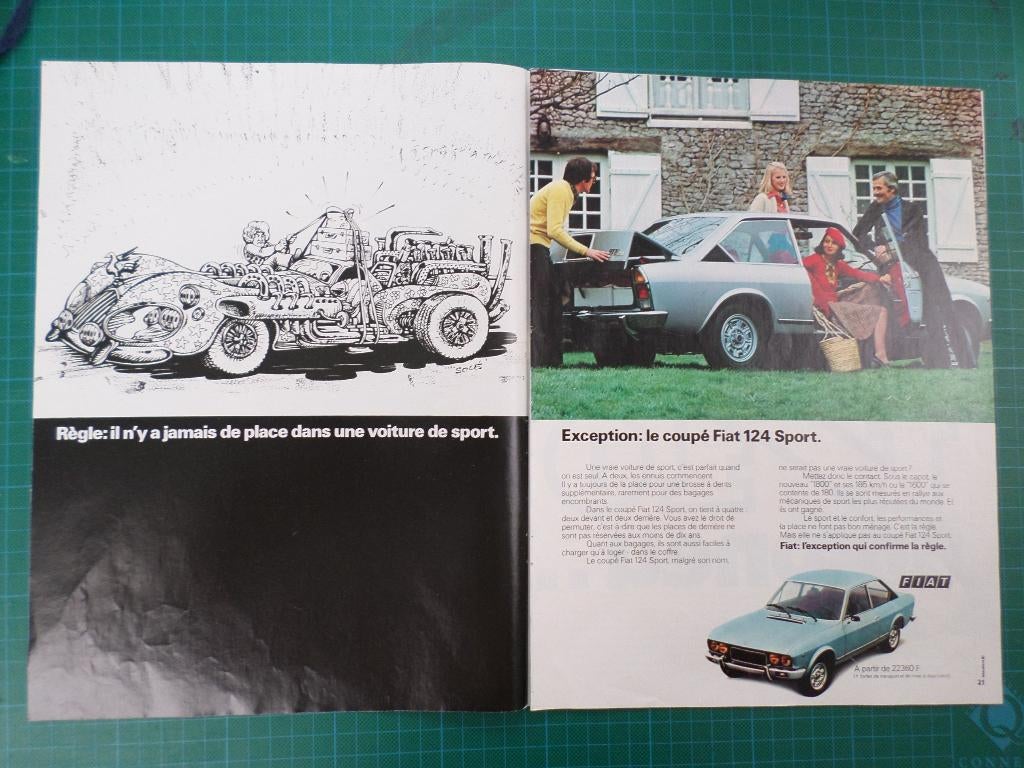 Fiat Coupé 124 Sport - publicité papier - 1973, Ophalen of Verzenden, Gebruikt, Overige typen