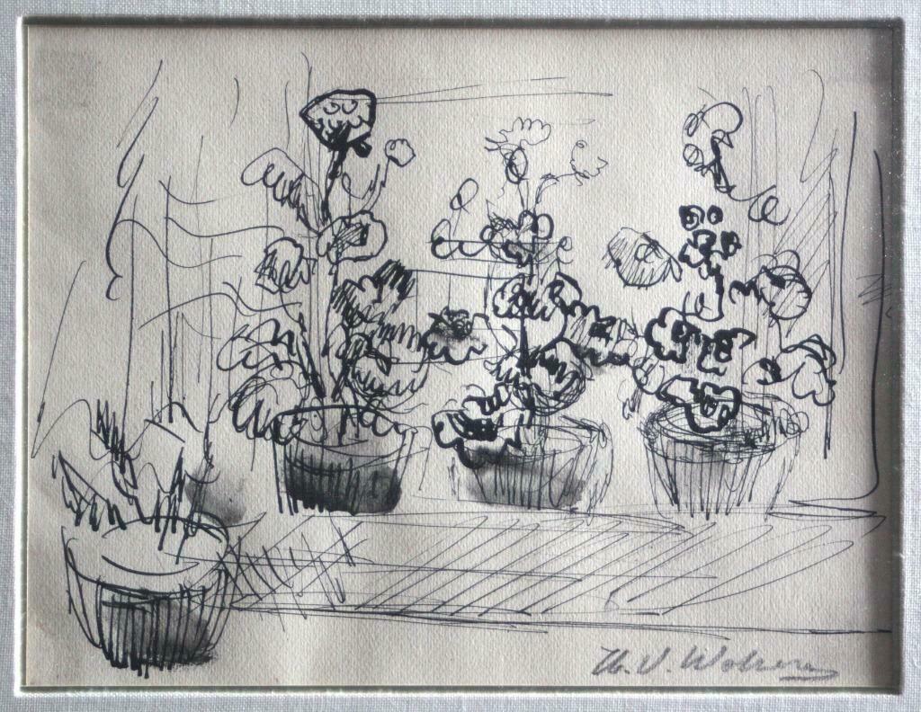 inkttekening  Henri-Victor Wolvens (1896-1977), Ophalen of Verzenden
