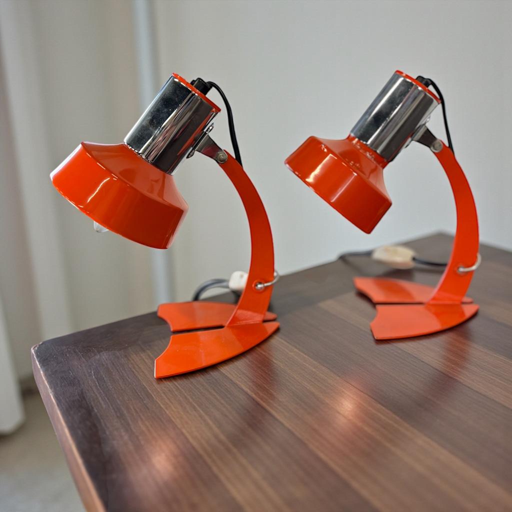 Set van 2 vintage oranje tafellampjes /nachtlampjes  'Maxam', Ophalen of Verzenden