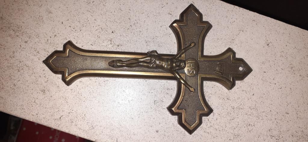 Kruisbeeld koper antiek JMPC, Antiquités & Art, Antiquités | Objets religieux, Enlèvement ou Envoi
