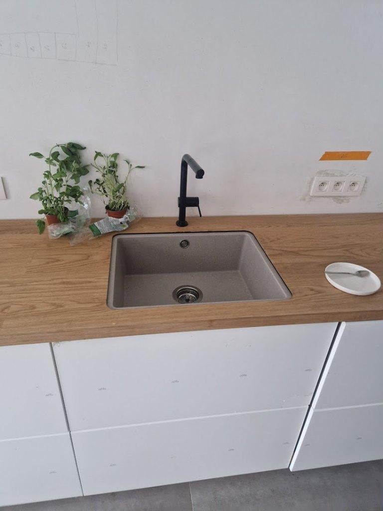 Nieuw in verpakking eiken werkblad MÖLLEKULLA + inbouwspbk, Huis en Inrichting, Ophalen, Overige kleuren, Nieuw, Enkelwandige keuken
