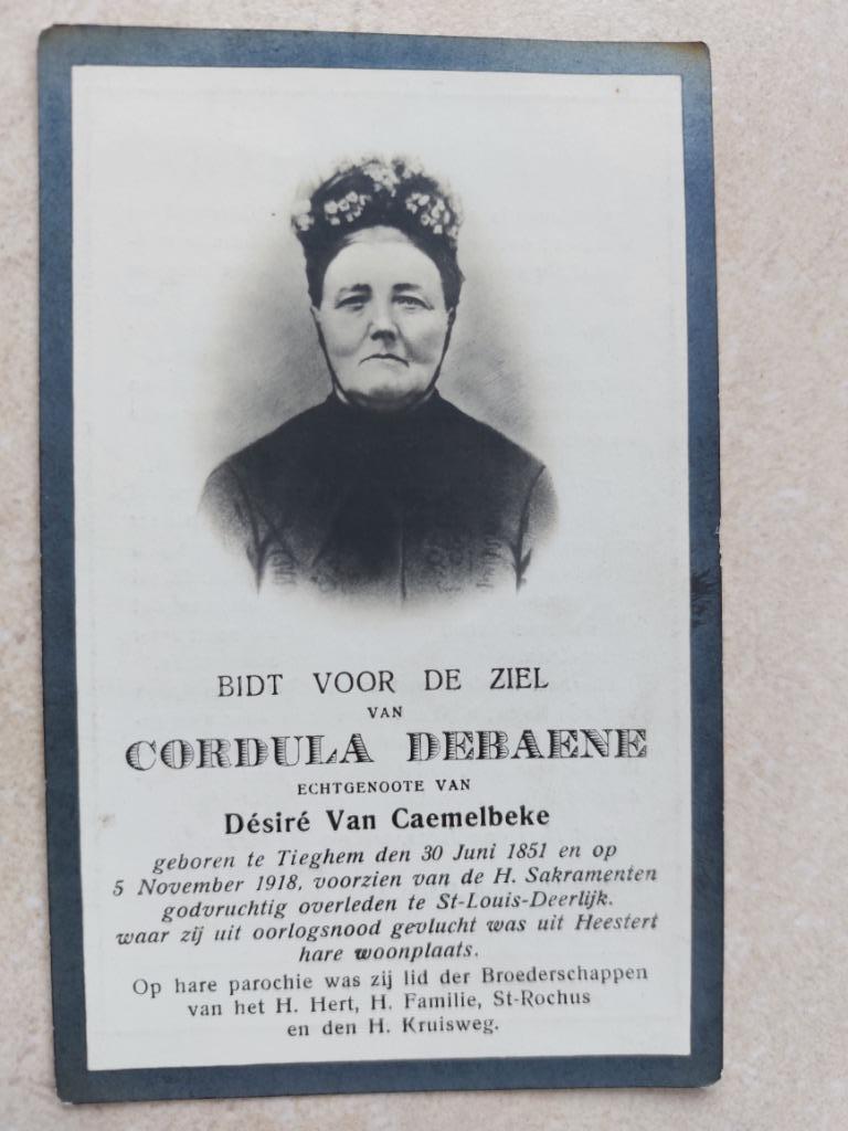 oud bidprentje 1851-1918 Tiegem/Deerlijk, Verzamelen, Verzenden, Bidprentje