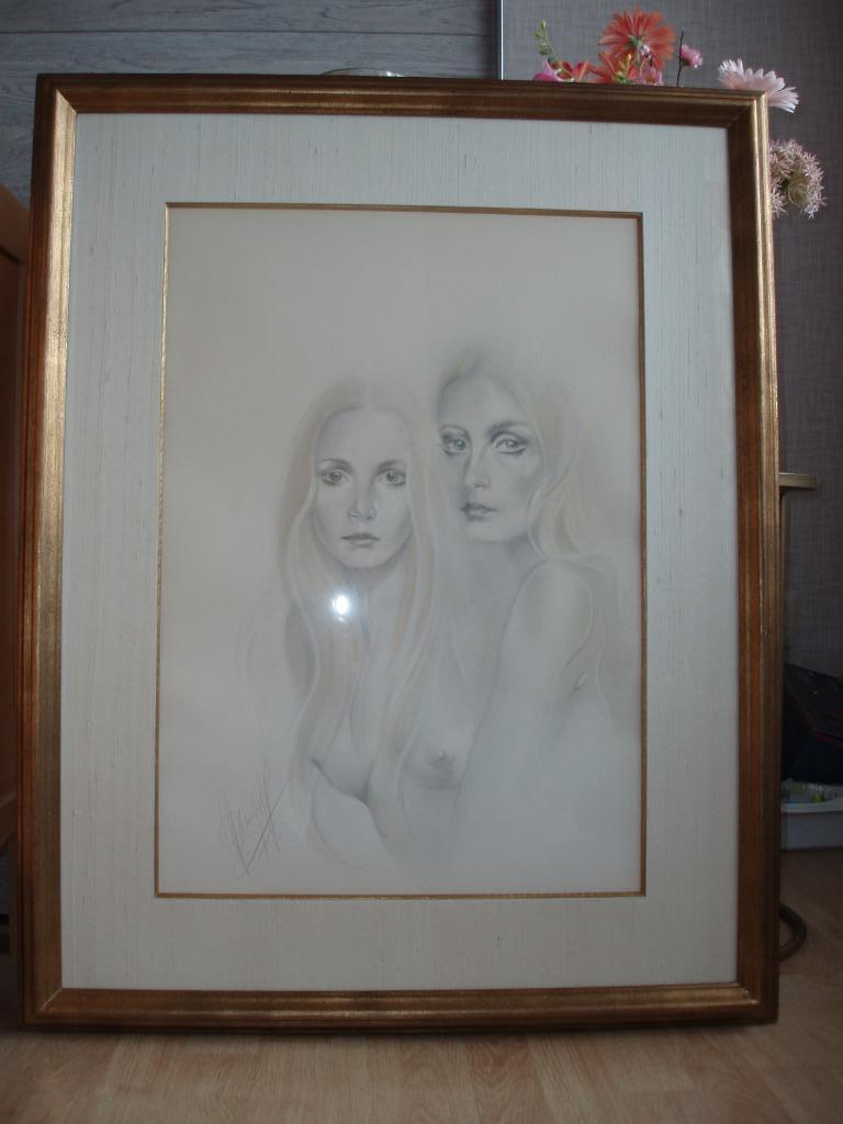 Mooie tekening in kader, Antiek en Kunst, Kunst | Tekeningen en Fotografie, Ophalen