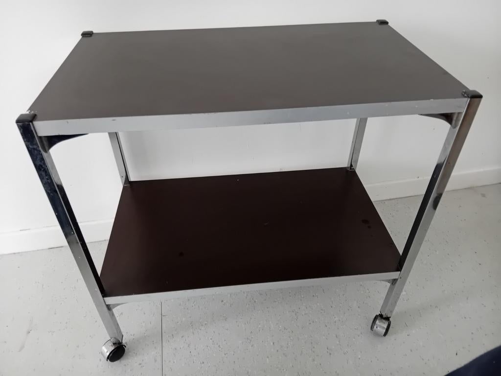 🔶️ 1970s console servante desserte vintage design chrome ️, Enlèvement, Utilisé, 70 à 120 cm