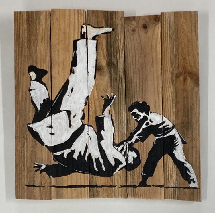 BANKSY (After): schilderij op hout met certificaat, Ophalen of Verzenden