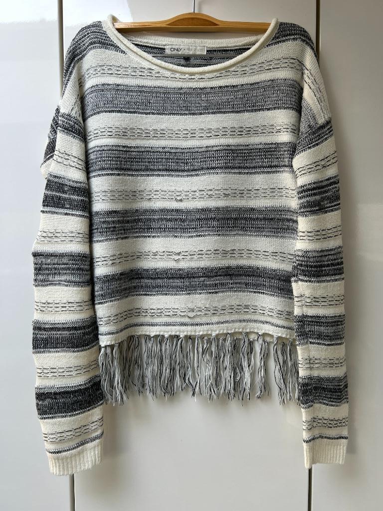 Pull à floches noir et blanc Only - Taille M *, Taille 38/40 (M), Only, Enlèvement ou Envoi, Comme neuf